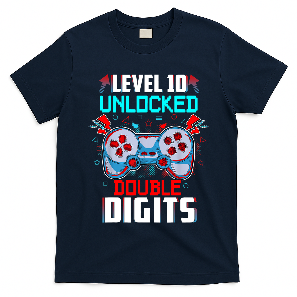 10th Birthday Gift For Boys Double Digits 10 Year Old Gifts Gamer Gift T-Shirt
