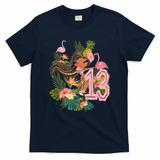 13th Birthday Tiki Party Pool Summer Hula Hawaiian Luau Friend T-Shirt - Navy
