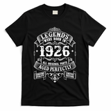 100th Birthday Vintage Scroll Border Legends Were Born Age Perfectly 1926 T-Shirt - Black