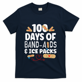 100 Days Band Aids & Ice Packs Nurse 100 Days Of School T-Shirt - Navy