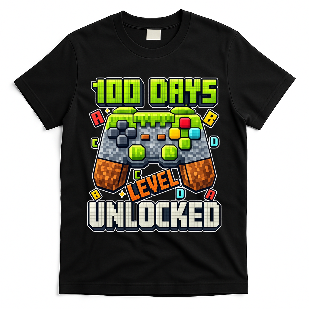 100 Days Level Unlocked Gaming 100th Day Of School T-Shirt