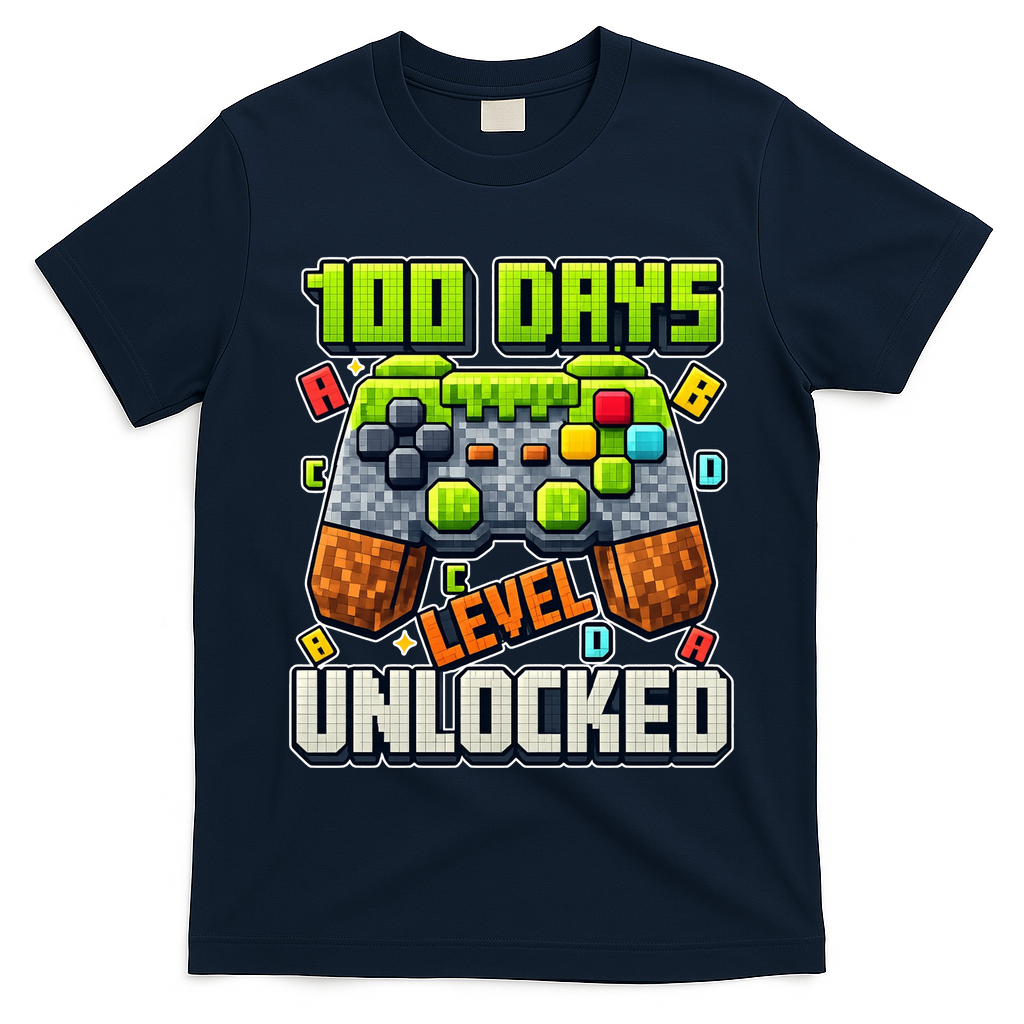 100 Days Level Unlocked Gaming 100th Day Of School T-Shirt