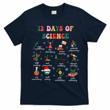 12 Days Of Science Scientist Teacher Christmas Science Xmas T-Shirt - Navy Blue