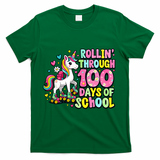 100 Days Of School Unicorn 100th Day Smarter Teacher Students T-Shirt - Green