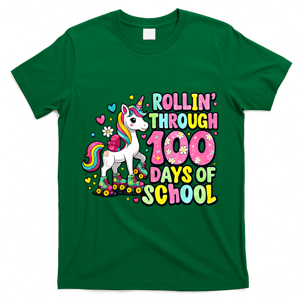 100 Days Of School Unicorn 100th Day Smarter Teacher Students T-Shirt - Green
