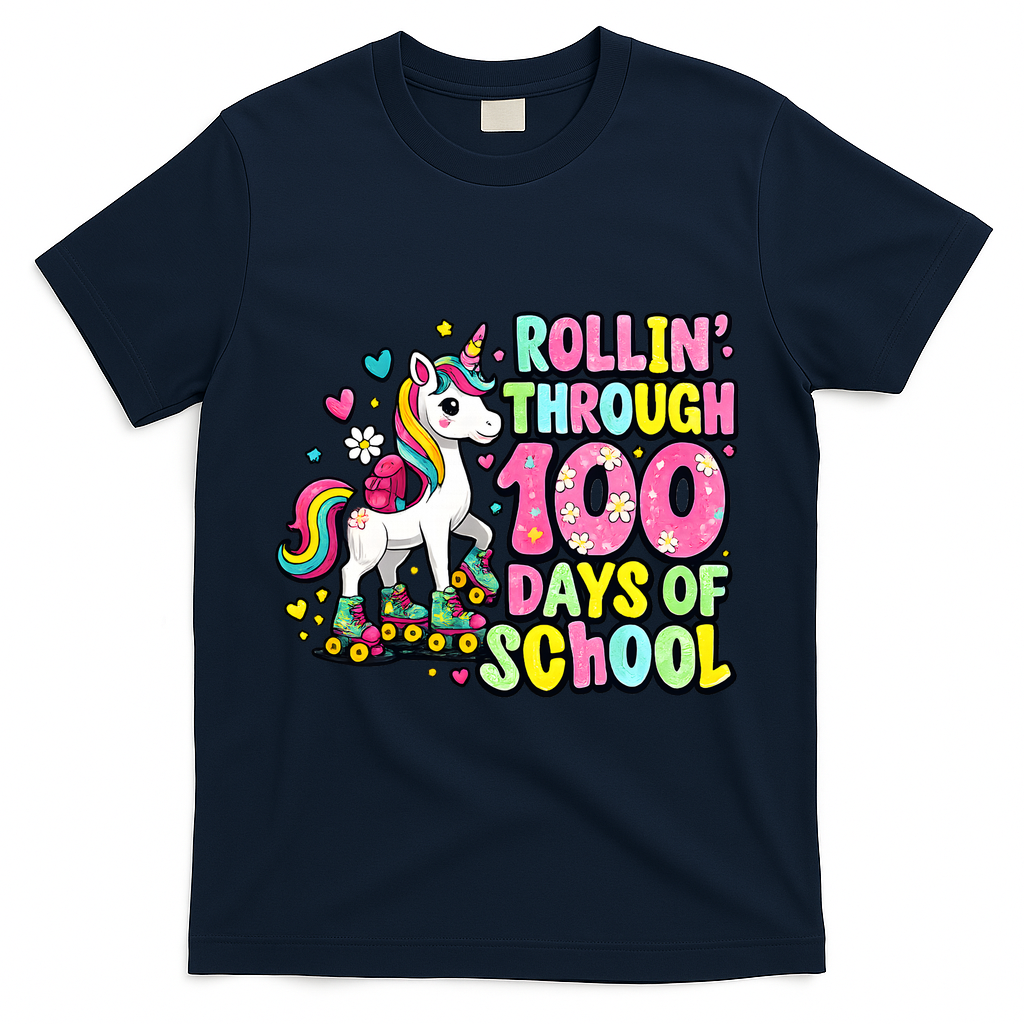 100 Days Of School Unicorn 100th Day Smarter Teacher Students T-Shirt - Navy