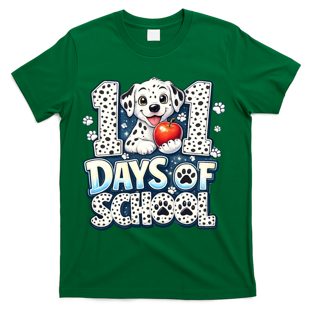 101 Days Of School Dog 100th Day Teacher Students T-Shirt - Green