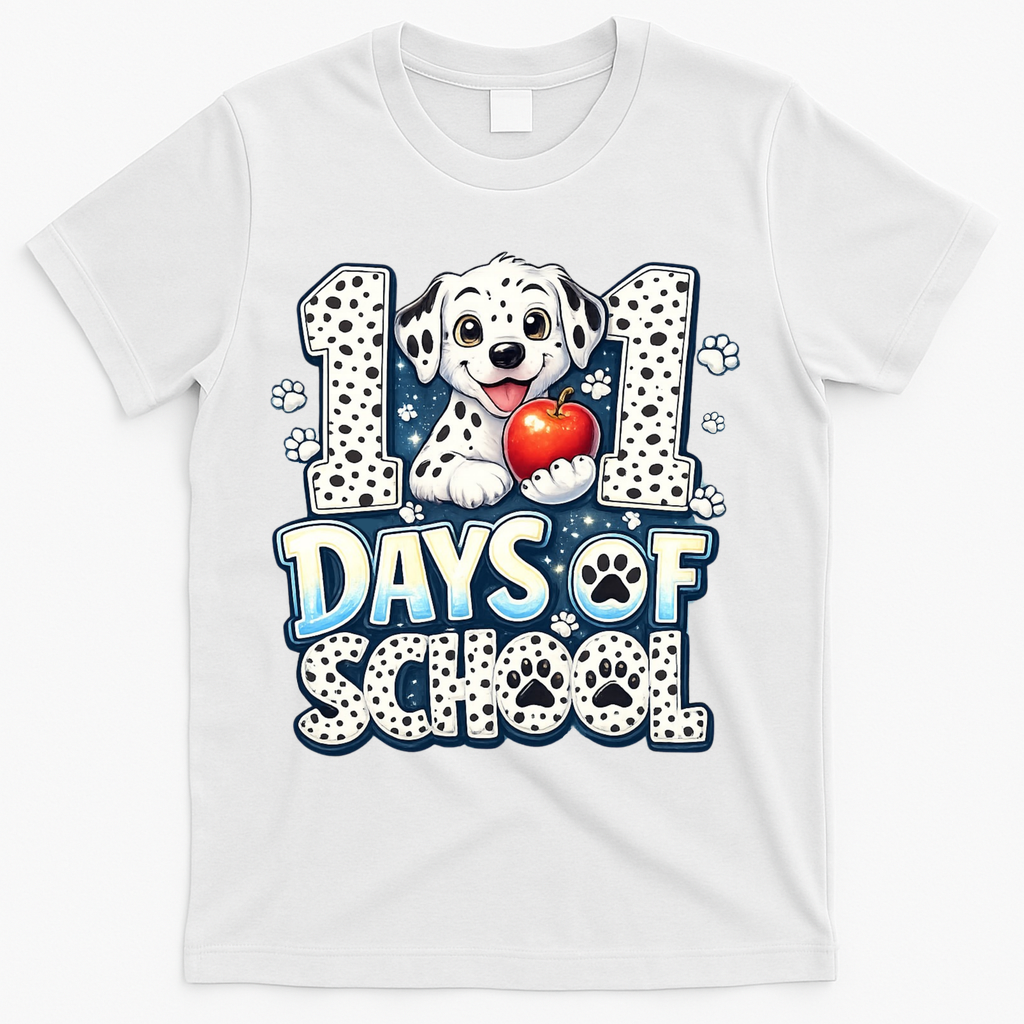 101 Days Of School Dog 100th Day Teacher Students T-Shirt - White