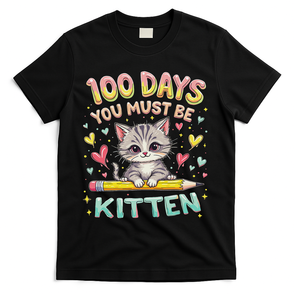 100 Days Of School You Must Be Kitten Approved T-Shirt - Black