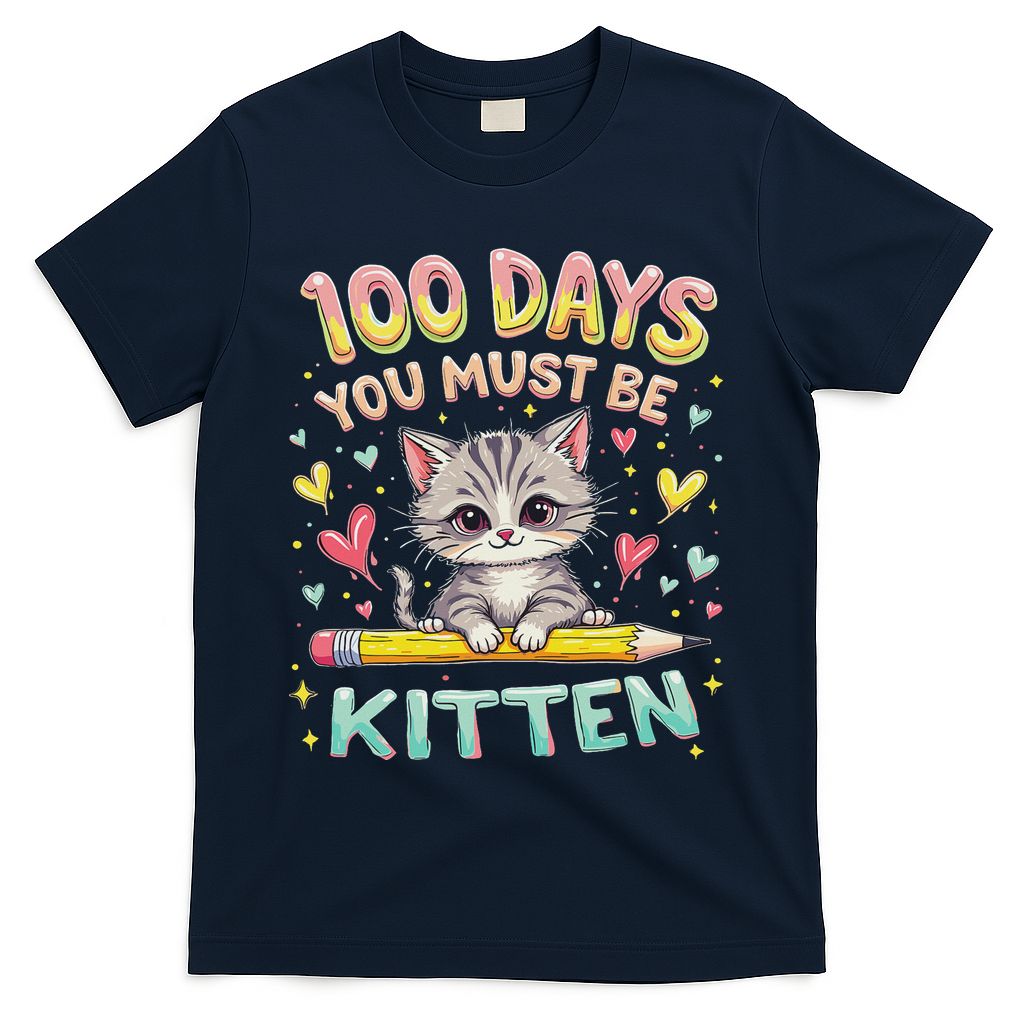 100 Days Of School You Must Be Kitten Approved T-Shirt - Navy