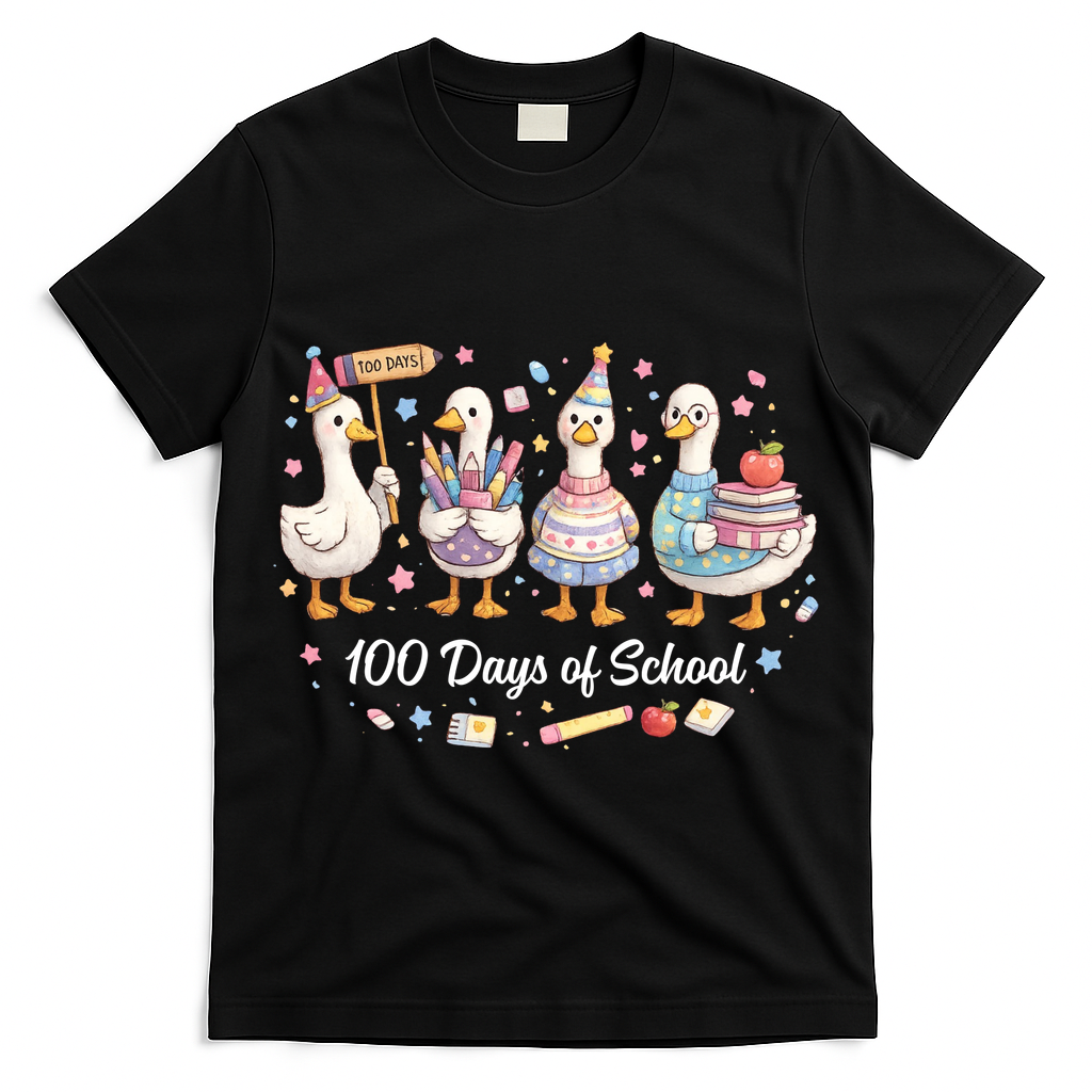 100 Days Of School Ducks Ducks Goose Teacher Student T-Shirt