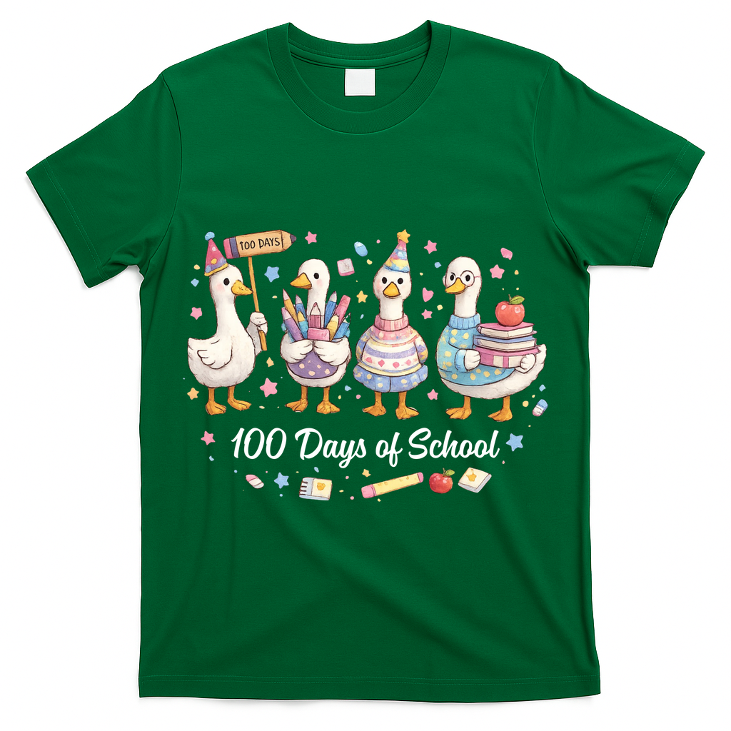 100 Days Of School Ducks Ducks Goose Teacher Student T-Shirt