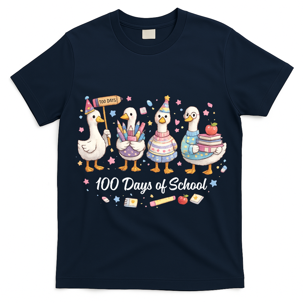 100 Days Of School Ducks Ducks Goose Teacher Student T-Shirt
