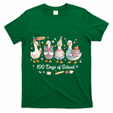 100 Days Of School Ducks Ducks Goose Teacher Student T-Shirt - Green