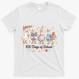 100 Days Of School Ducks Ducks Goose Teacher Student T-Shirt - White