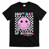 100th Day Of School Vibes Cute Groovy 100 Days Of School T-Shirt - Black