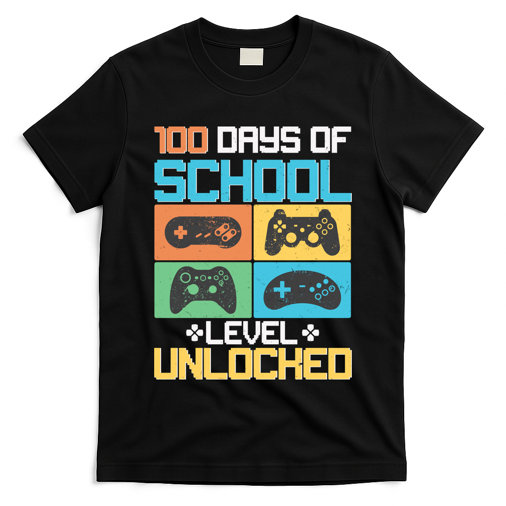100 Days Of School Level Unlocked Video Game Fan T-Shirt