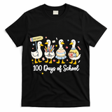 100 Days Of School Ducks Cute Goose Teacher 100th Day T-Shirt - Black
