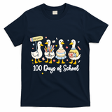 100 Days Of School Ducks Cute Goose Teacher 100th Day T-Shirt - Navy