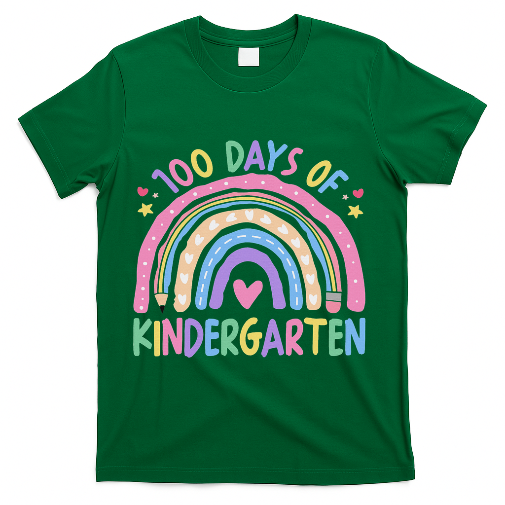 100th Day Of Kindergarten Teacher 100 Days Smarter T-Shirt - Green