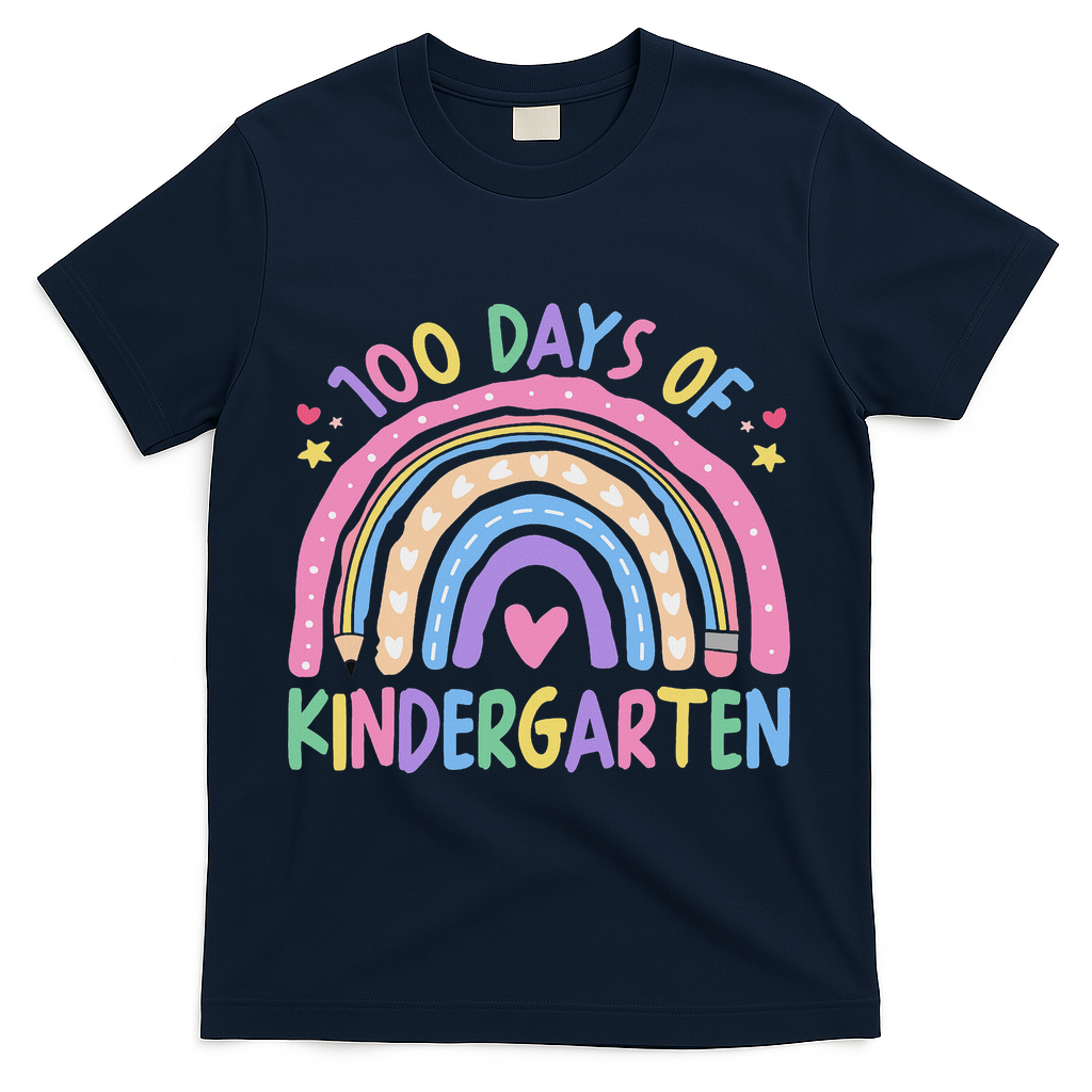 100th Day Of Kindergarten Teacher 100 Days Smarter T-Shirt - Navy
