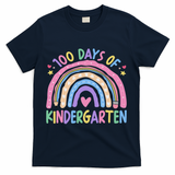 100th Day Of Kindergarten Teacher 100 Days Smarter T-Shirt - Navy