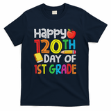 120th Day Of School Teachers Child Happy 120 Days 1st Grade T-Shirt - Navy