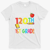 120th Day Of School Teachers Child Happy 120 Days 1st Grade T-Shirt - White