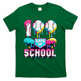 100 Days Of School 100th Day Ice Cream Drip Baseball T-Shirt - Green