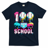 100 Days Of School 100th Day Ice Cream Drip Baseball T-Shirt - Navy