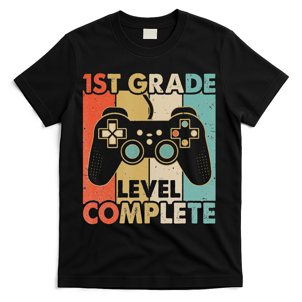 1St Grade Graduation Level Complete Video Games T-Shirt - Black