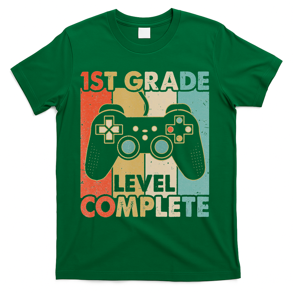 1St Grade Graduation Level Complete Video Games T-Shirt - Green