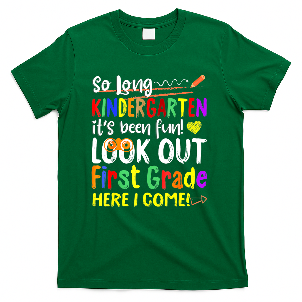 1 Grade Graduation So Long Kindergarten T-Shirt - Green