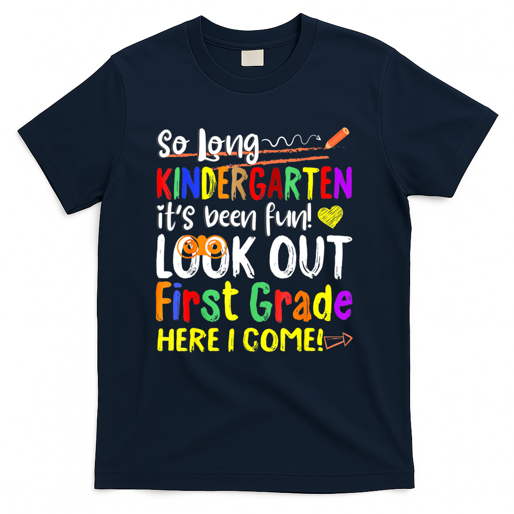 1 Grade Graduation So Long Kindergarten T-Shirt - Navy