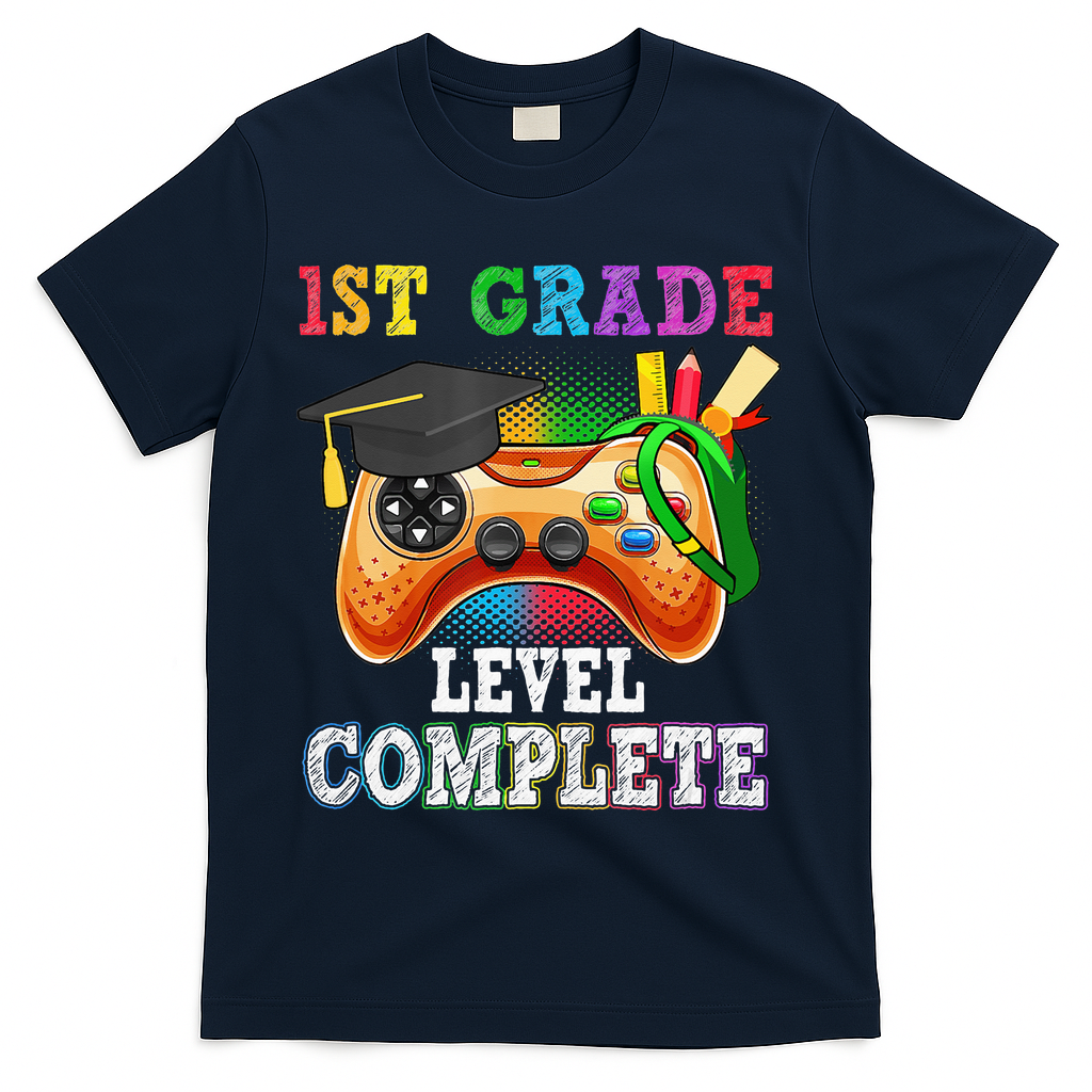 1St Grade Level Complete Last Day Of School Graduation T-Shirt - Navy
