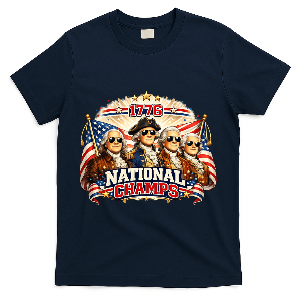 1776 National Champs Patriotic Founding Fathers T-Shirt - Navy