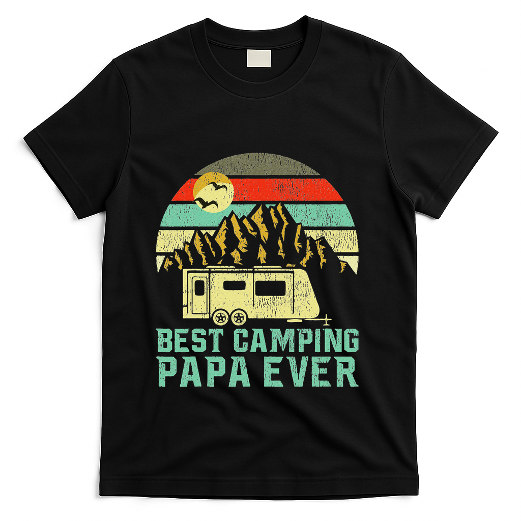 Best Camping Papa Ever Vintage Camper T-Shirt