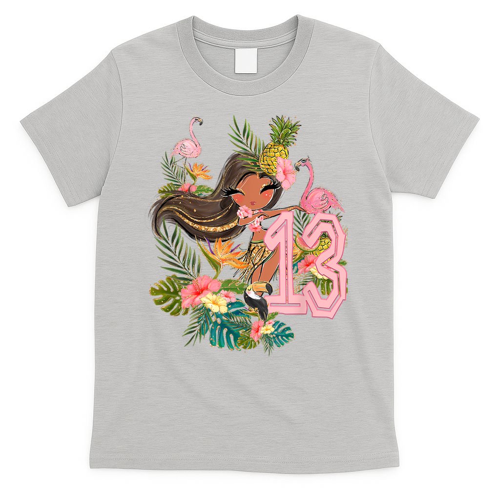 13th Birthday Tiki Party Pool Summer Hula Hawaiian Luau Friend T-Shirt
