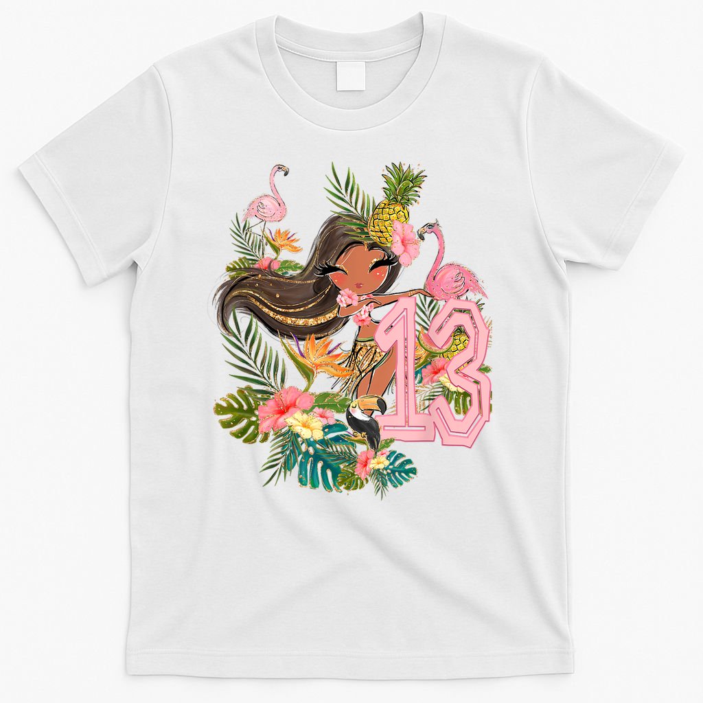 13th Birthday Tiki Party Pool Summer Hula Hawaiian Luau Friend T-Shirt
