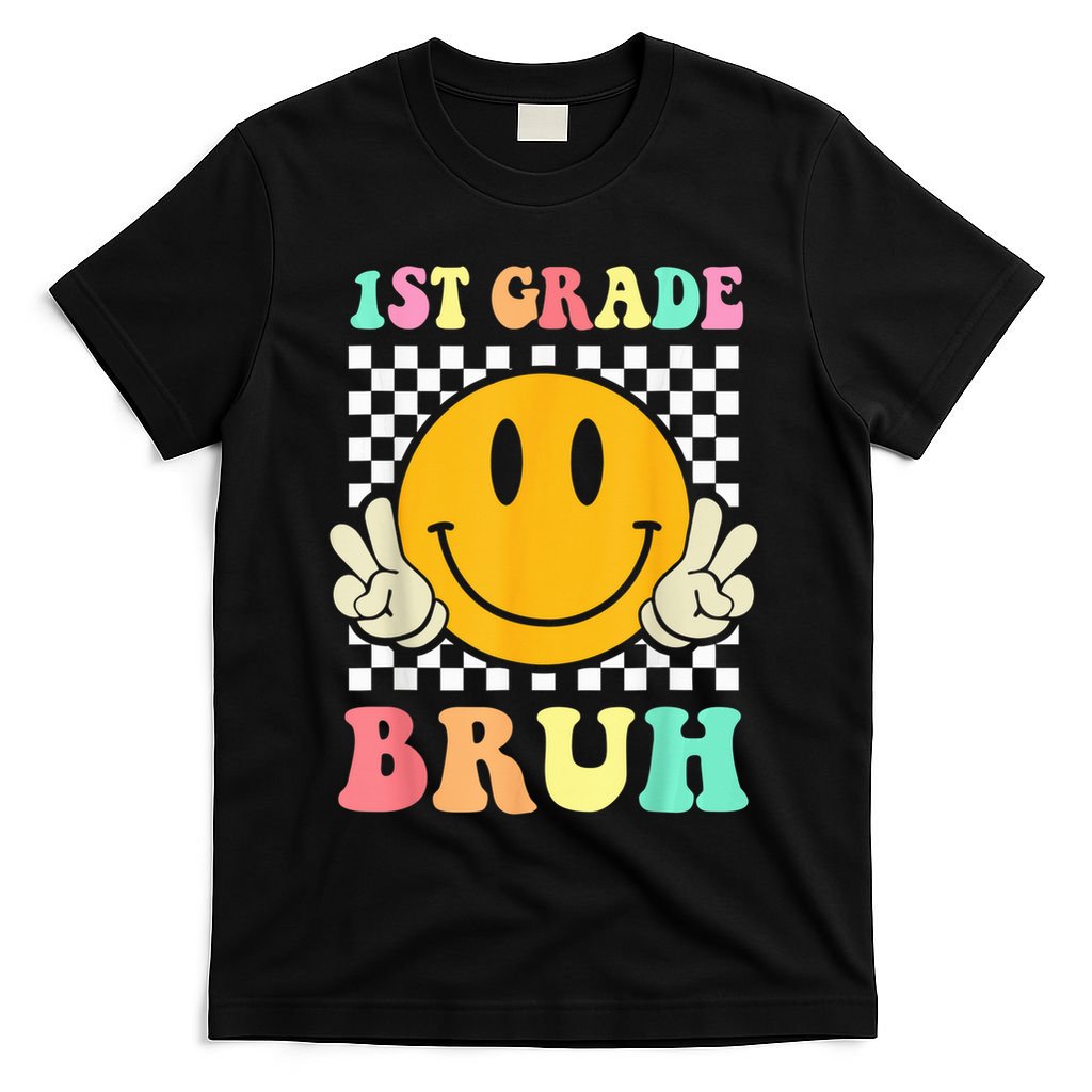 1st Grade Bruh Hippie Smile Face Back To School Teacher Kid T-Shirt