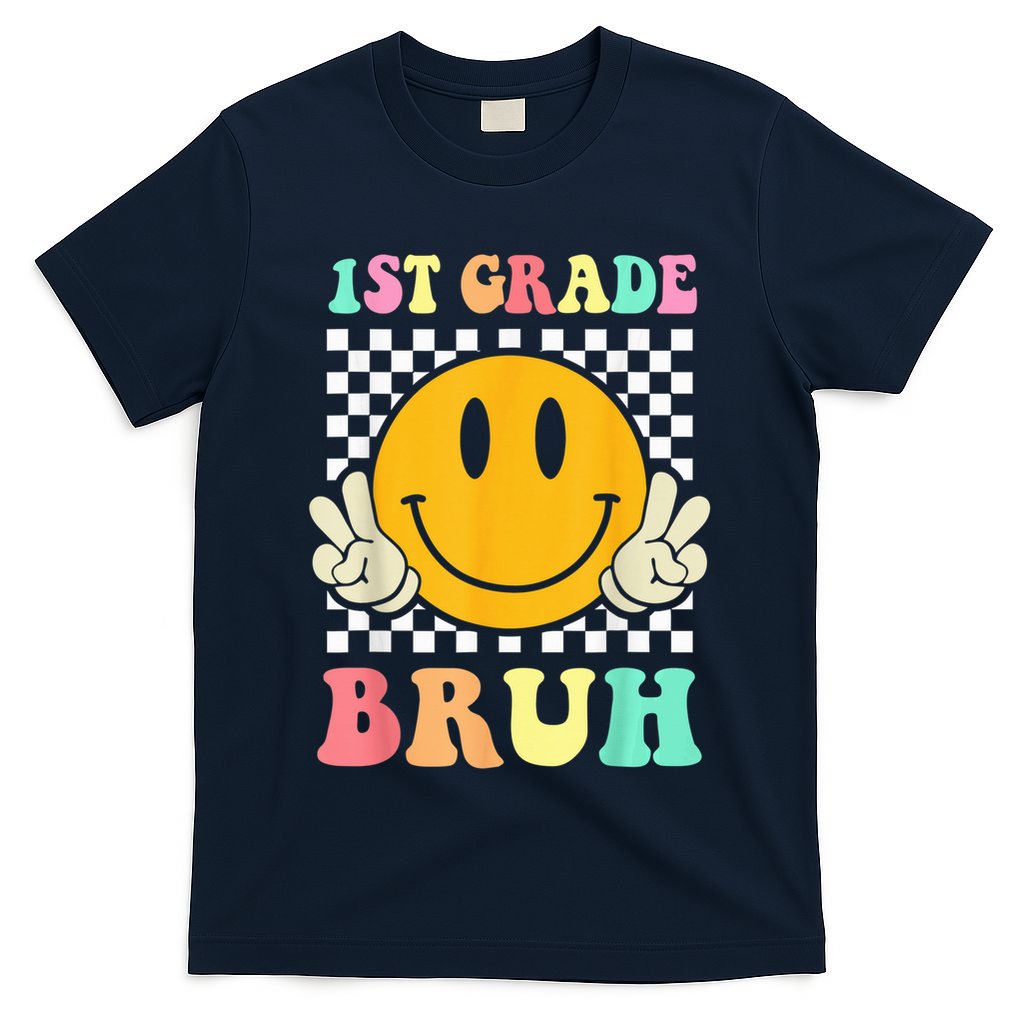 1st Grade Bruh Hippie Smile Face Back To School Teacher Kid T-Shirt