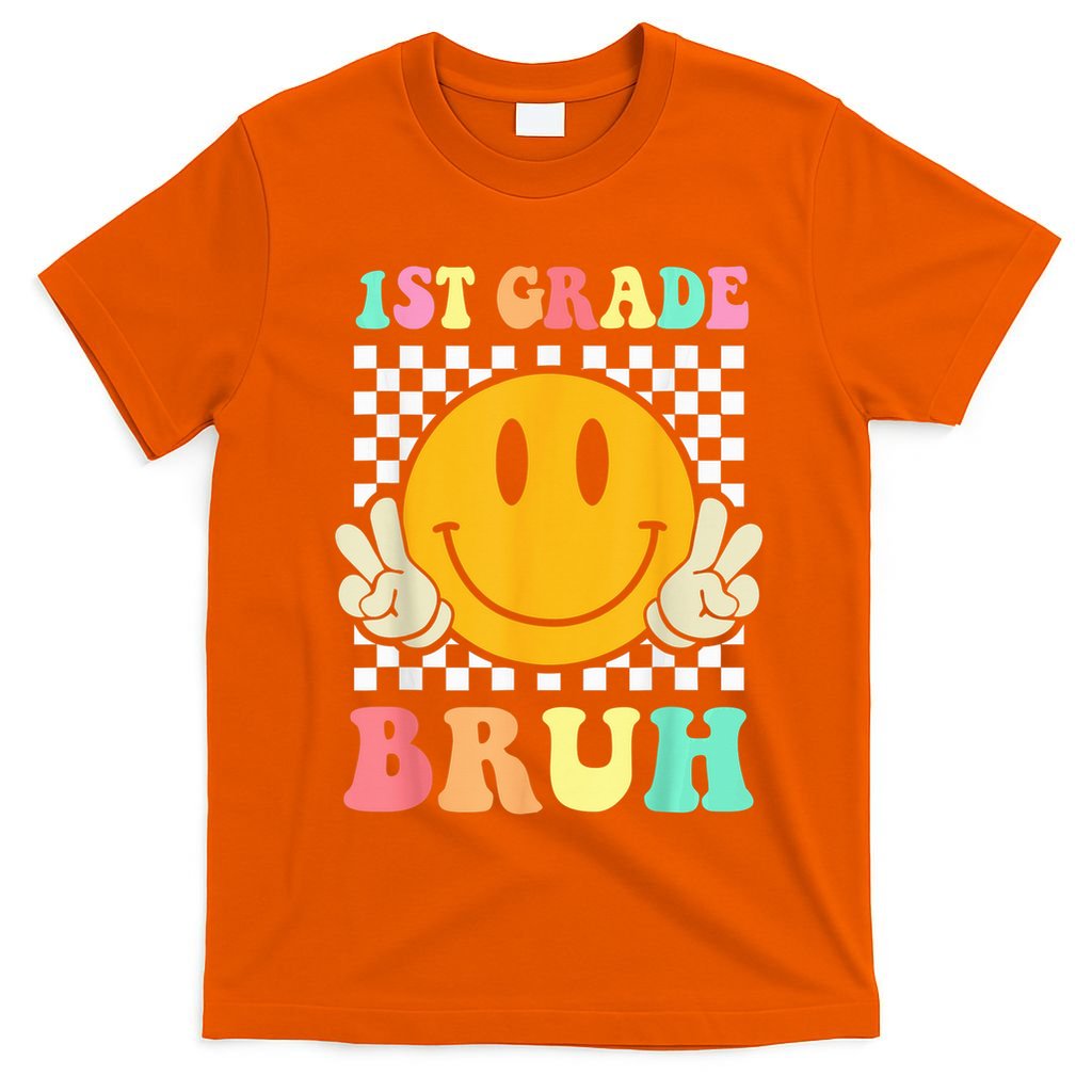 1st Grade Bruh Hippie Smile Face Back To School Teacher Kid T-Shirt