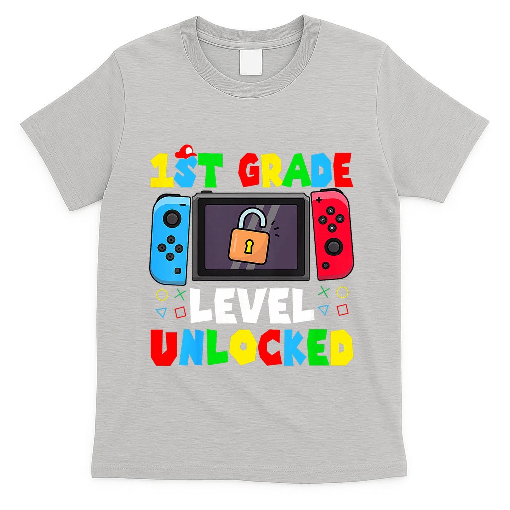 1st Grade Level Unlocked Back To School First Day Gamer Boy T-Shirt