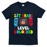 1st Grade Level Unlocked Back To School First Day Gamer Boy T-Shirt