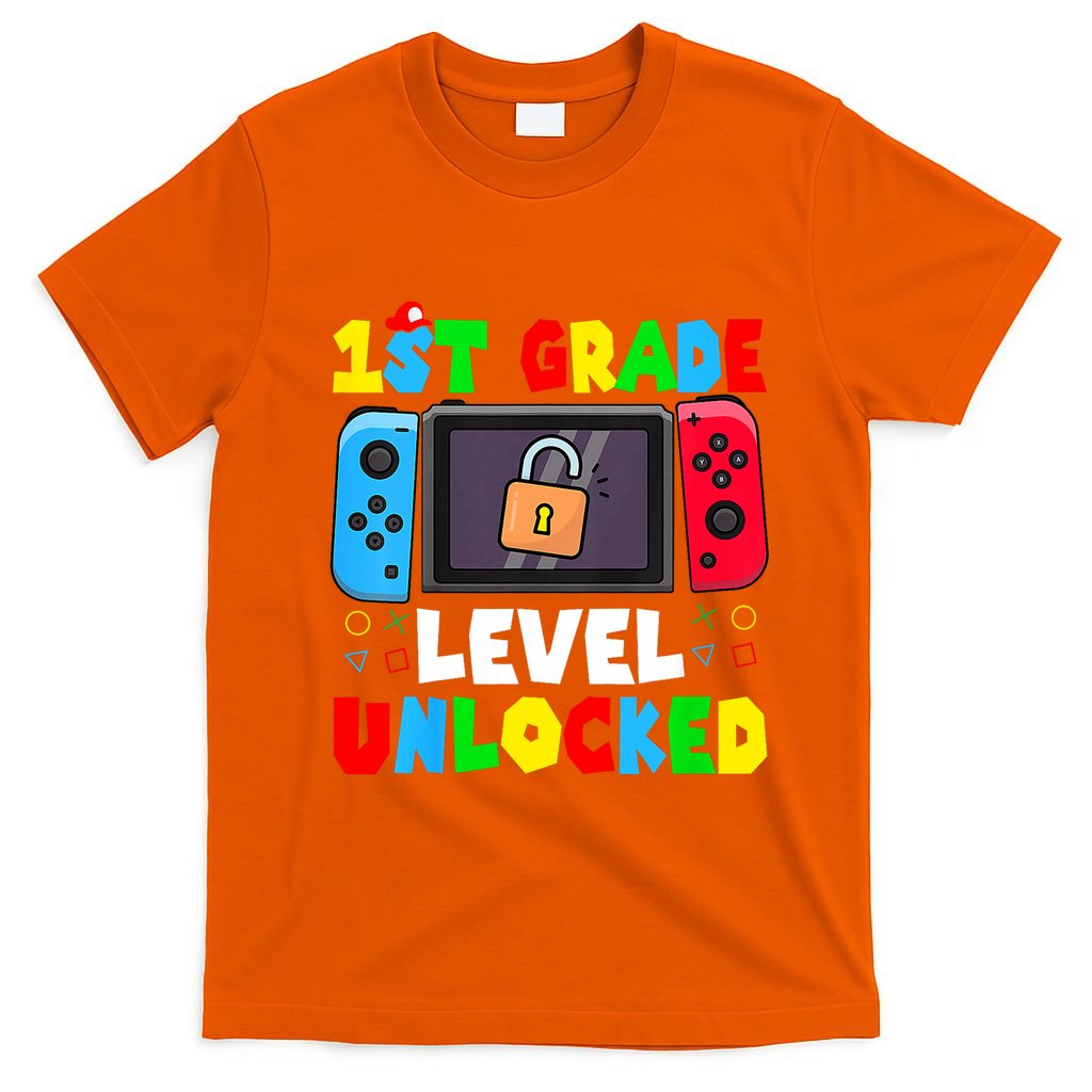 1st Grade Level Unlocked Back To School First Day Gamer Boy T-Shirt