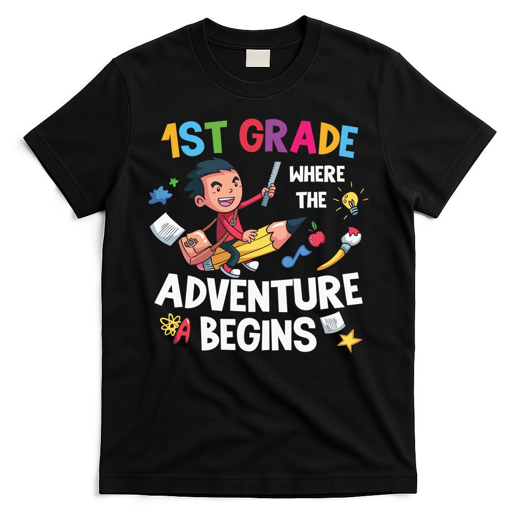 1st Grade Where The Adventure Begins Back To School T-Shirt