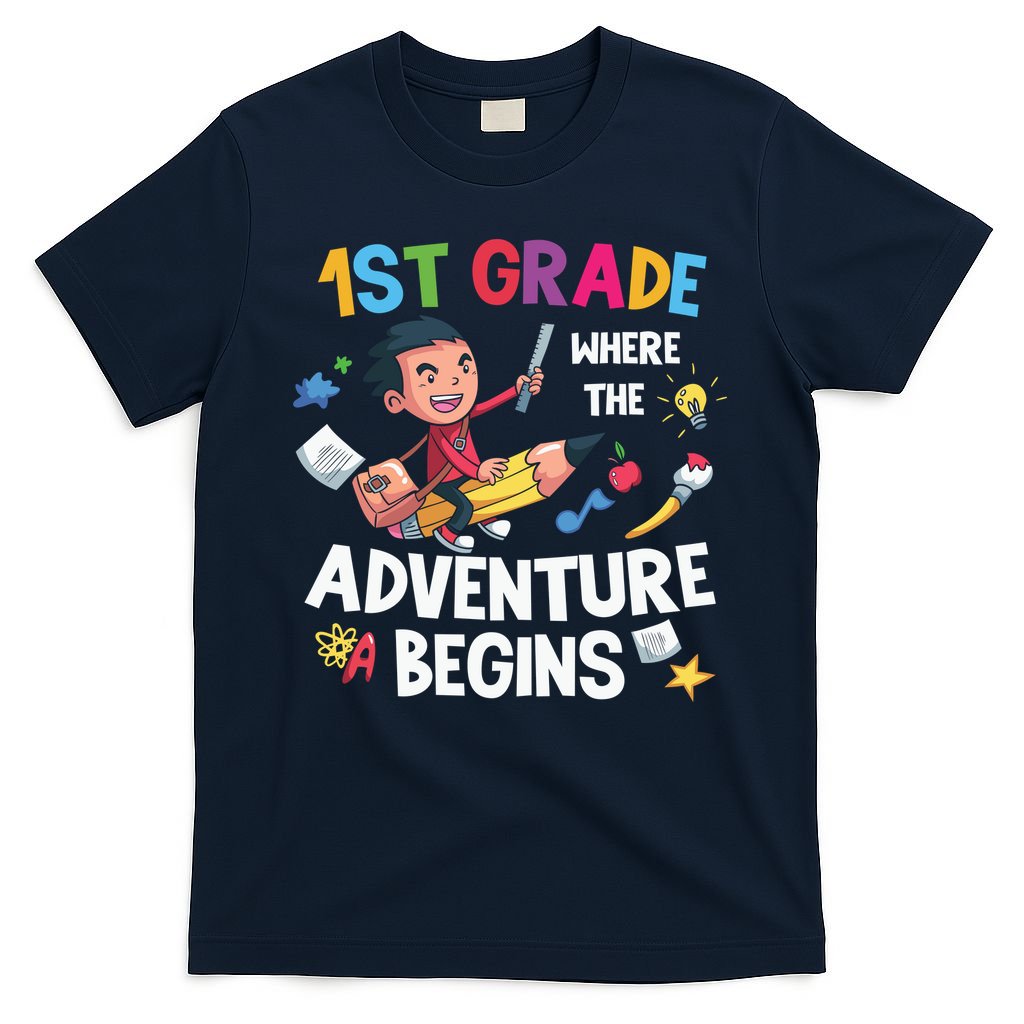 1st Grade Where The Adventure Begins Back To School T-Shirt