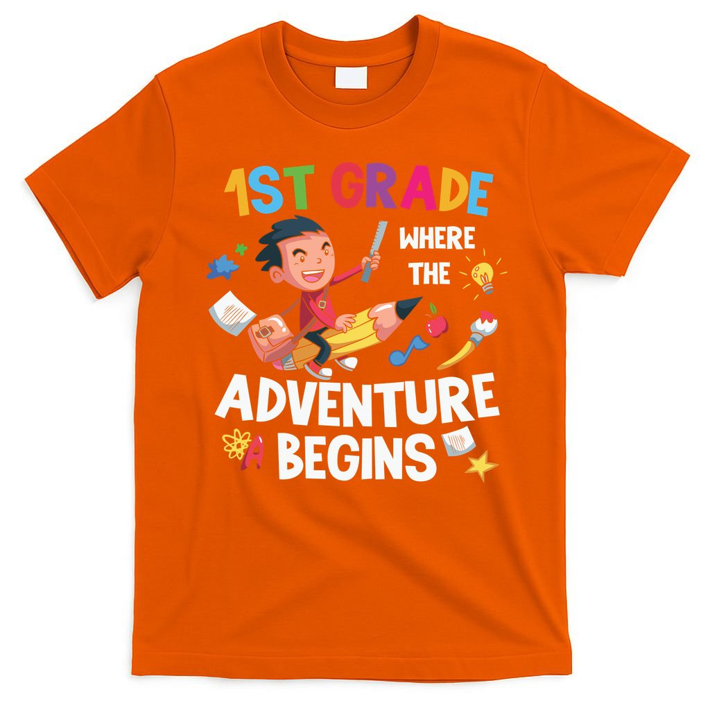 1st Grade Where The Adventure Begins Back To School T-Shirt