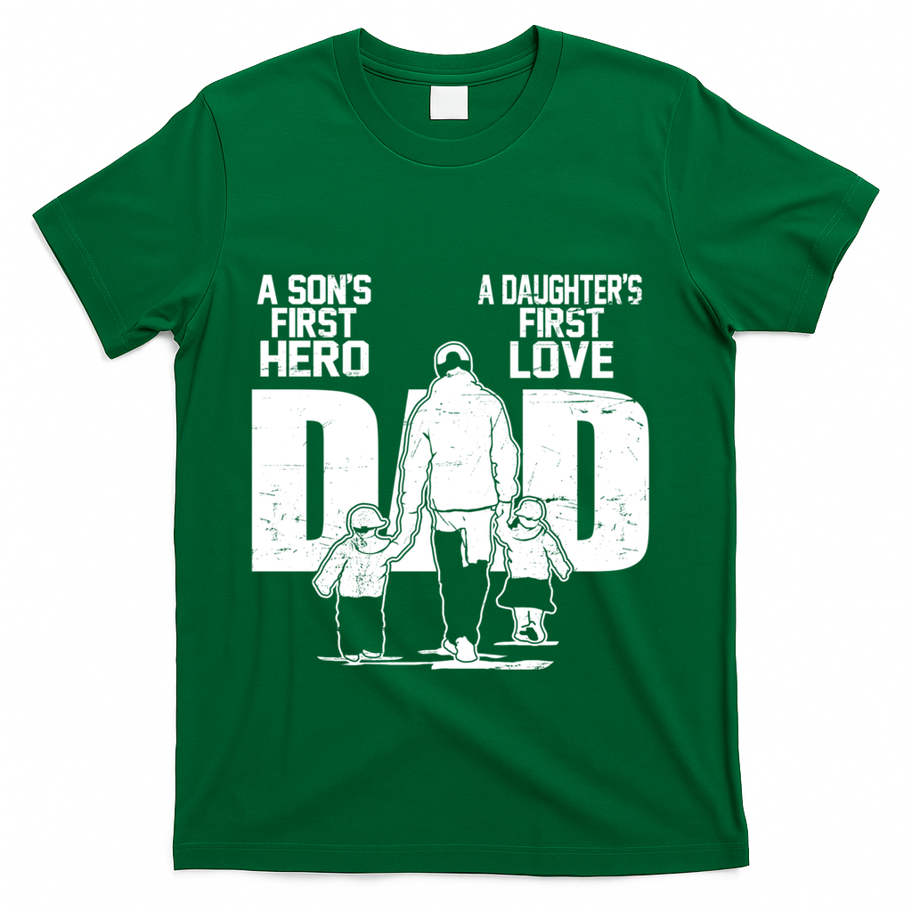 Dad A Sons First Hero Daughters First Love FatherS Day Gift T-Shirt