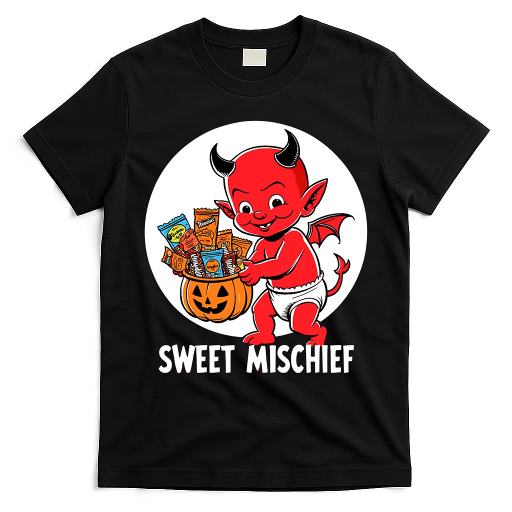 Sweet Mischief – Cute Vintage Devil with Halloween Candy Classic T-Shirt